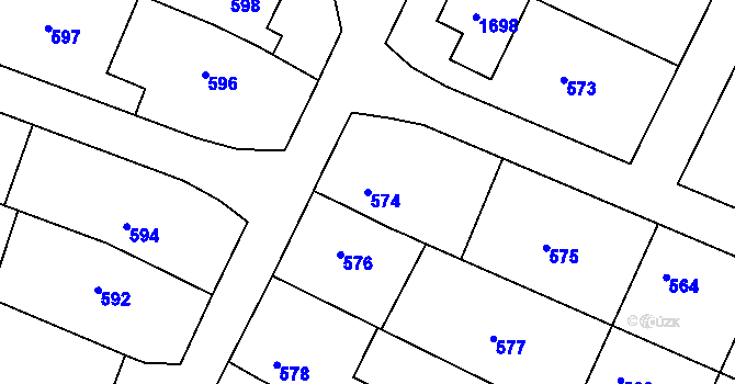 Parcela st. 574 v KÚ Rochlice u Liberce, Katastrální mapa
