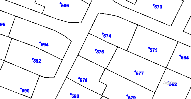 Parcela st. 576 v KÚ Rochlice u Liberce, Katastrální mapa
