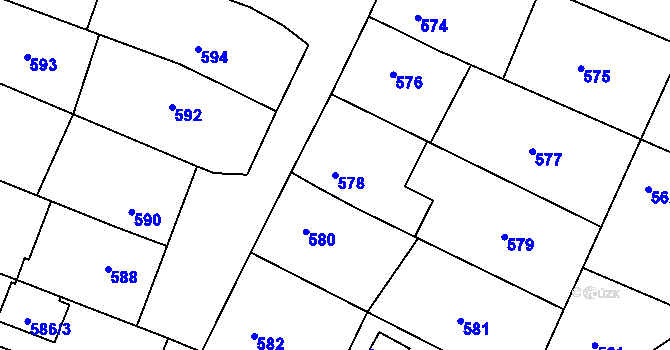 Parcela st. 578 v KÚ Rochlice u Liberce, Katastrální mapa