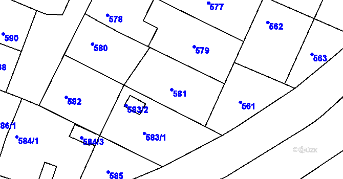 Parcela st. 581 v KÚ Rochlice u Liberce, Katastrální mapa