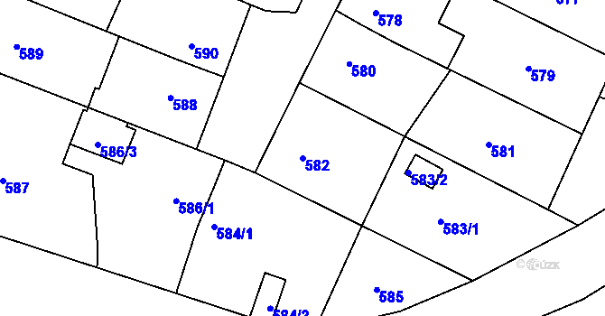 Parcela st. 582 v KÚ Rochlice u Liberce, Katastrální mapa