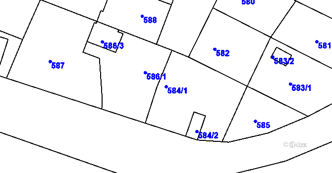 Parcela st. 584/1 v KÚ Rochlice u Liberce, Katastrální mapa