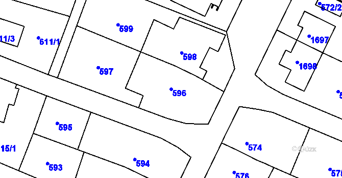 Parcela st. 596 v KÚ Rochlice u Liberce, Katastrální mapa