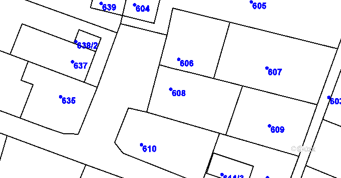 Parcela st. 608 v KÚ Rochlice u Liberce, Katastrální mapa