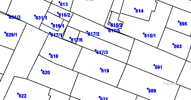 Parcela st. 617/3 v KÚ Rochlice u Liberce, Katastrální mapa