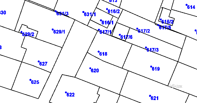 Parcela st. 618 v KÚ Rochlice u Liberce, Katastrální mapa