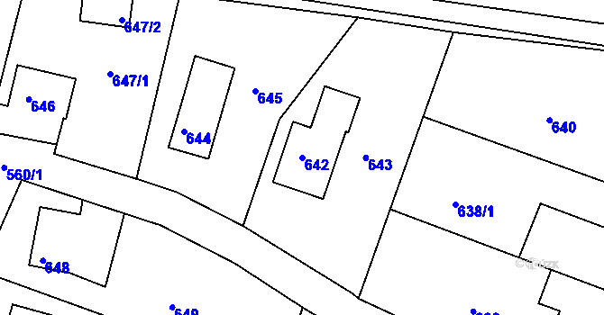 Parcela st. 642 v KÚ Rochlice u Liberce, Katastrální mapa