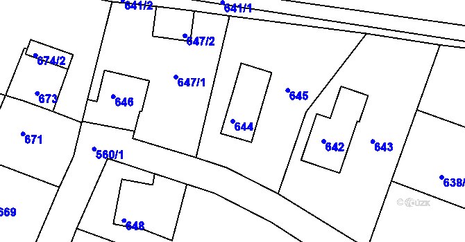 Parcela st. 644 v KÚ Rochlice u Liberce, Katastrální mapa