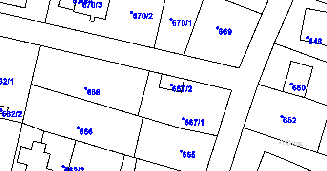 Parcela st. 667/2 v KÚ Rochlice u Liberce, Katastrální mapa