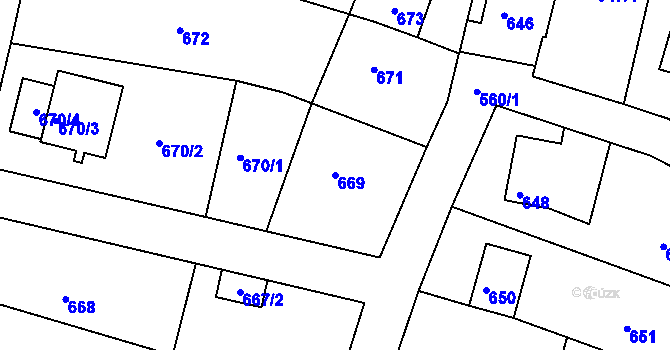 Parcela st. 669 v KÚ Rochlice u Liberce, Katastrální mapa