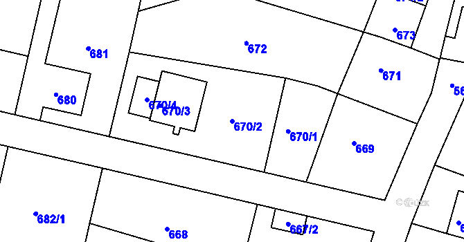 Parcela st. 670/2 v KÚ Rochlice u Liberce, Katastrální mapa