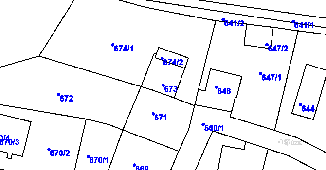 Parcela st. 673 v KÚ Rochlice u Liberce, Katastrální mapa