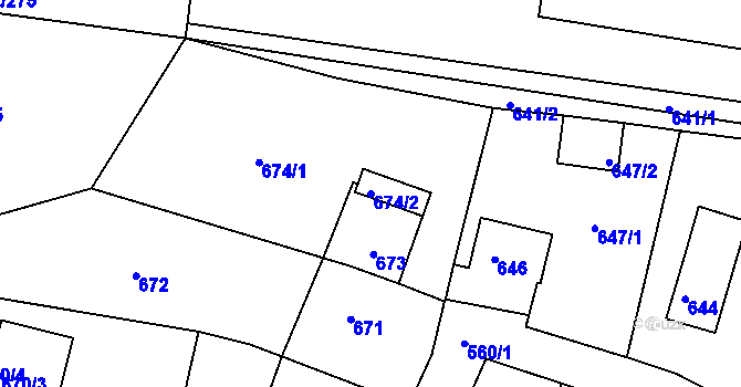 Parcela st. 674/2 v KÚ Rochlice u Liberce, Katastrální mapa