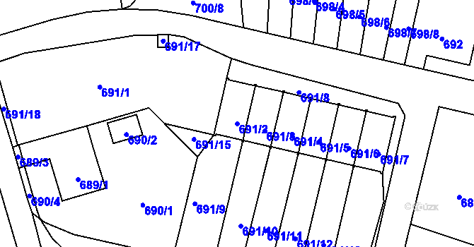 Parcela st. 691/2 v KÚ Rochlice u Liberce, Katastrální mapa