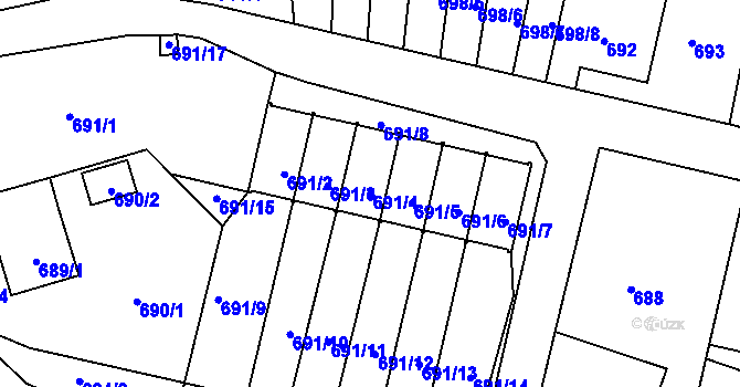 Parcela st. 691/4 v KÚ Rochlice u Liberce, Katastrální mapa