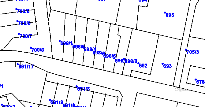 Parcela st. 698/6 v KÚ Rochlice u Liberce, Katastrální mapa