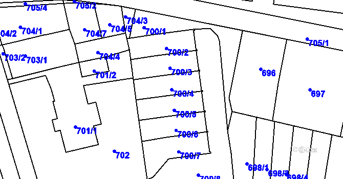Parcela st. 700/4 v KÚ Rochlice u Liberce, Katastrální mapa