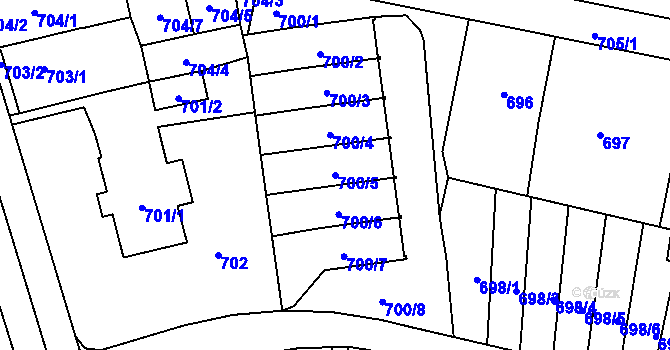 Parcela st. 700/5 v KÚ Rochlice u Liberce, Katastrální mapa