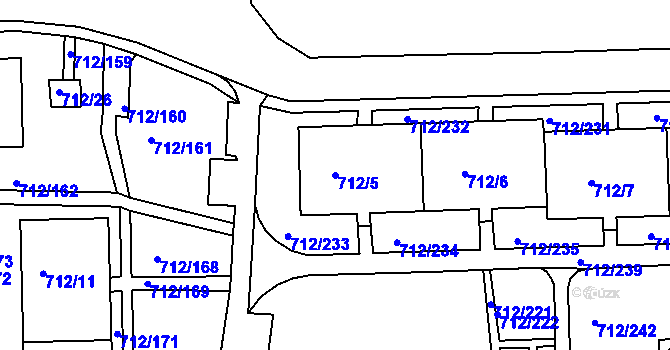 Parcela st. 712/5 v KÚ Rochlice u Liberce, Katastrální mapa