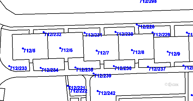 Parcela st. 712/7 v KÚ Rochlice u Liberce, Katastrální mapa