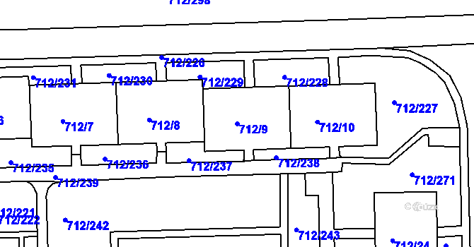 Parcela st. 712/9 v KÚ Rochlice u Liberce, Katastrální mapa