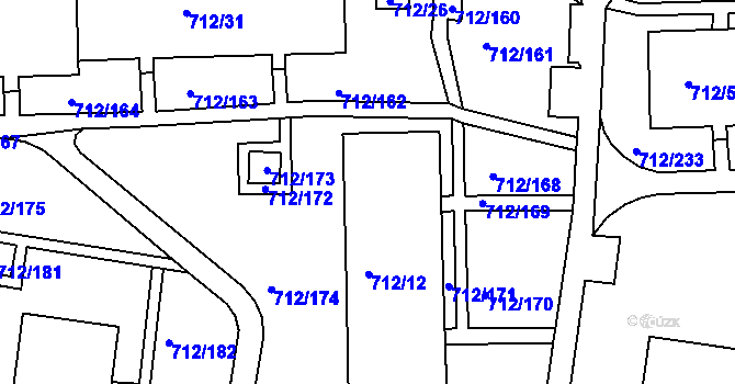 Parcela st. 712/11 v KÚ Rochlice u Liberce, Katastrální mapa