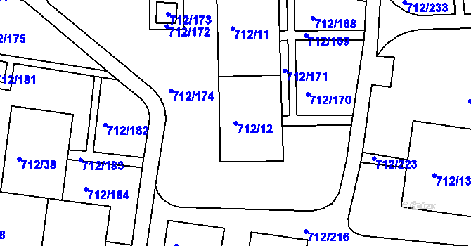 Parcela st. 712/12 v KÚ Rochlice u Liberce, Katastrální mapa
