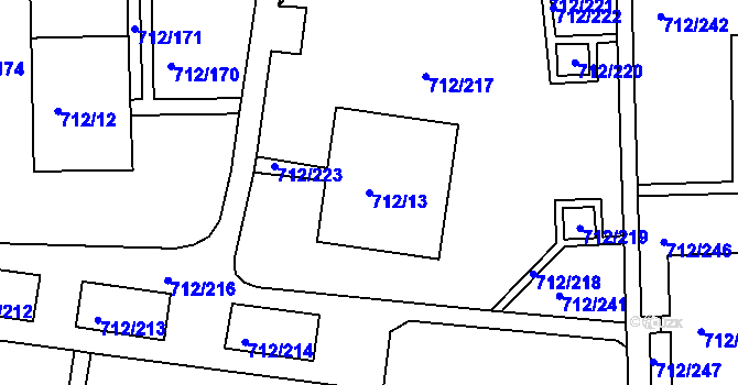 Parcela st. 712/13 v KÚ Rochlice u Liberce, Katastrální mapa