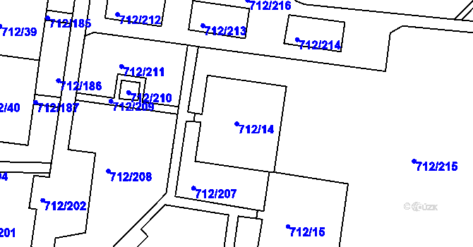 Parcela st. 712/14 v KÚ Rochlice u Liberce, Katastrální mapa