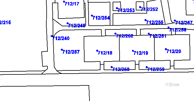 Parcela st. 712/18 v KÚ Rochlice u Liberce, Katastrální mapa