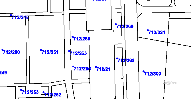 Parcela st. 712/22 v KÚ Rochlice u Liberce, Katastrální mapa