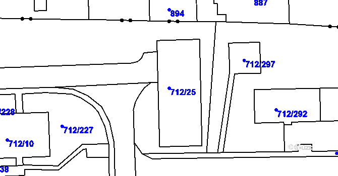 Parcela st. 712/25 v KÚ Rochlice u Liberce, Katastrální mapa