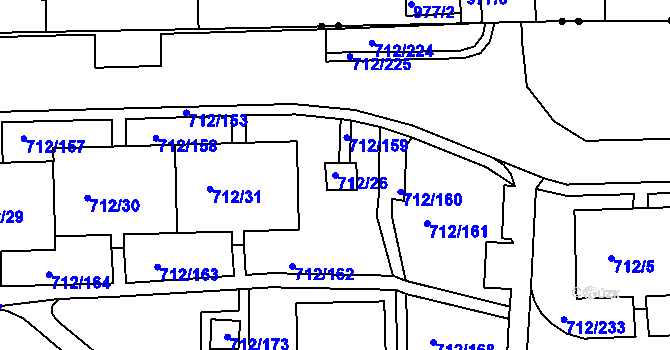 Parcela st. 712/26 v KÚ Rochlice u Liberce, Katastrální mapa