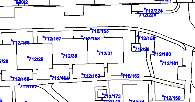 Parcela st. 712/31 v KÚ Rochlice u Liberce, Katastrální mapa