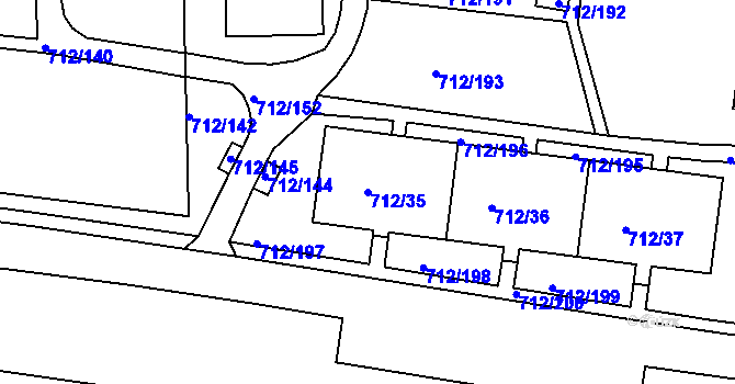 Parcela st. 712/35 v KÚ Rochlice u Liberce, Katastrální mapa