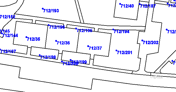 Parcela st. 712/37 v KÚ Rochlice u Liberce, Katastrální mapa