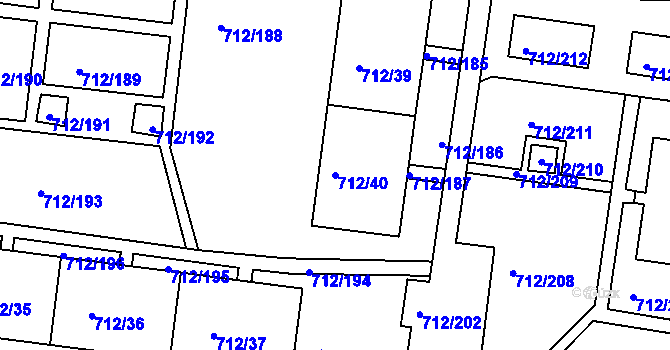 Parcela st. 712/40 v KÚ Rochlice u Liberce, Katastrální mapa