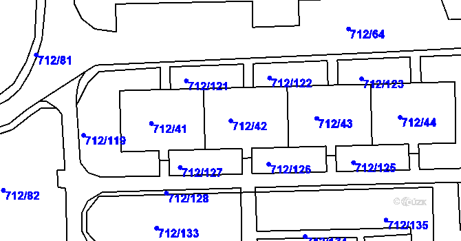 Parcela st. 712/42 v KÚ Rochlice u Liberce, Katastrální mapa