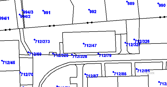 Parcela st. 712/47 v KÚ Rochlice u Liberce, Katastrální mapa