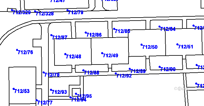Parcela st. 712/49 v KÚ Rochlice u Liberce, Katastrální mapa