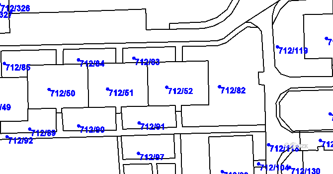Parcela st. 712/52 v KÚ Rochlice u Liberce, Katastrální mapa