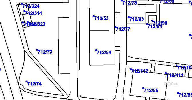 Parcela st. 712/54 v KÚ Rochlice u Liberce, Katastrální mapa