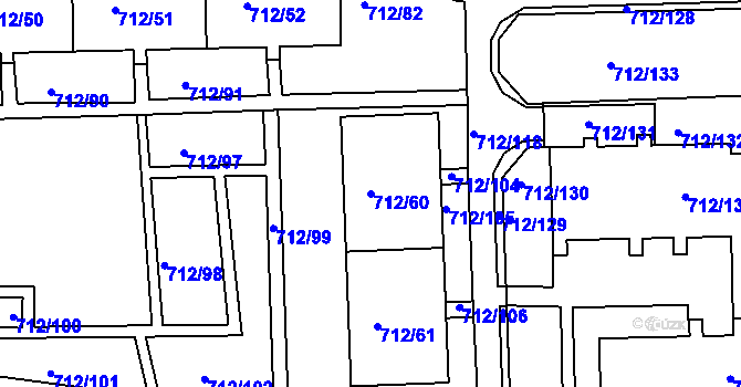 Parcela st. 712/60 v KÚ Rochlice u Liberce, Katastrální mapa