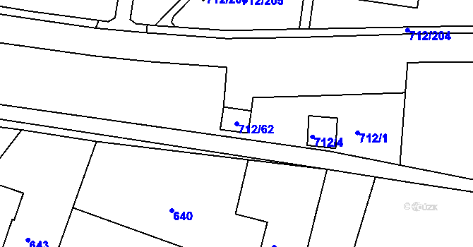 Parcela st. 712/62 v KÚ Rochlice u Liberce, Katastrální mapa