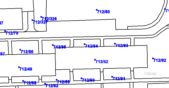 Parcela st. 712/84 v KÚ Rochlice u Liberce, Katastrální mapa