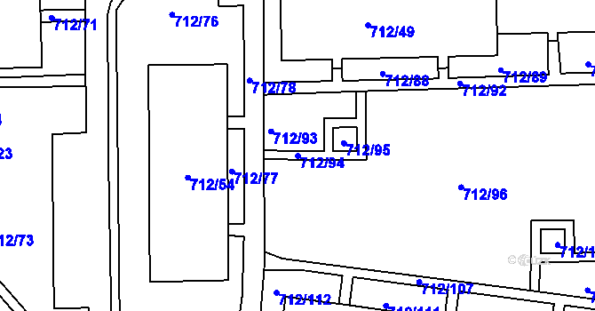 Parcela st. 712/94 v KÚ Rochlice u Liberce, Katastrální mapa