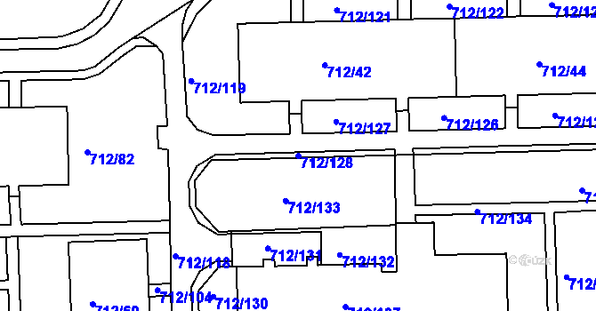 Parcela st. 712/128 v KÚ Rochlice u Liberce, Katastrální mapa