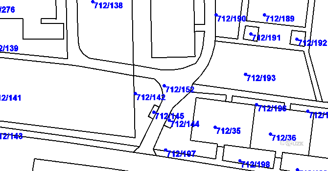Parcela st. 712/152 v KÚ Rochlice u Liberce, Katastrální mapa