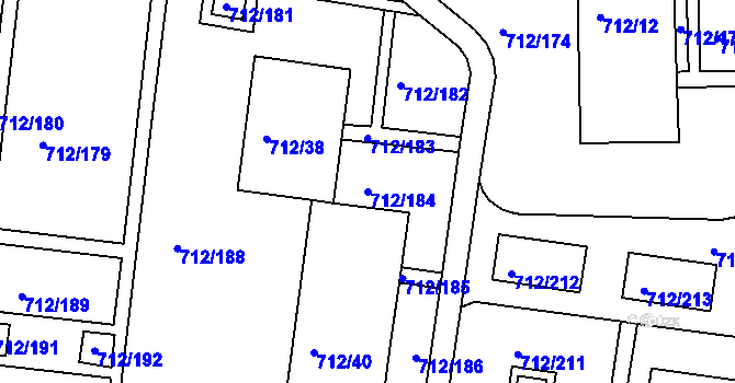 Parcela st. 712/184 v KÚ Rochlice u Liberce, Katastrální mapa