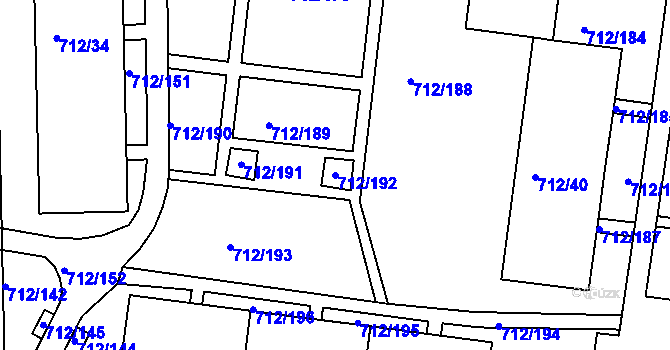 Parcela st. 712/192 v KÚ Rochlice u Liberce, Katastrální mapa